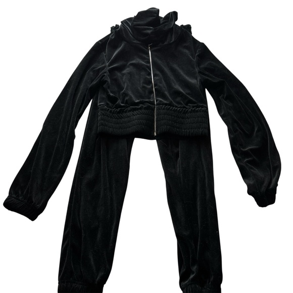 Rainbow Black Velour Tracksuit - Picture 1 of 3